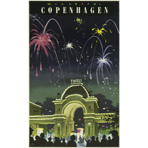Wonderful Copenhagen travel poster vector clip art