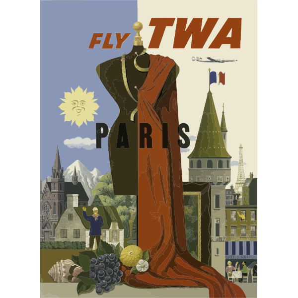 Vector clip art of Paris vintage travel poster