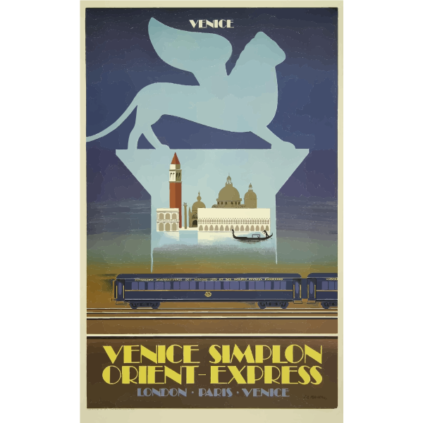 Illustration of Venice Orient Express vintage poster