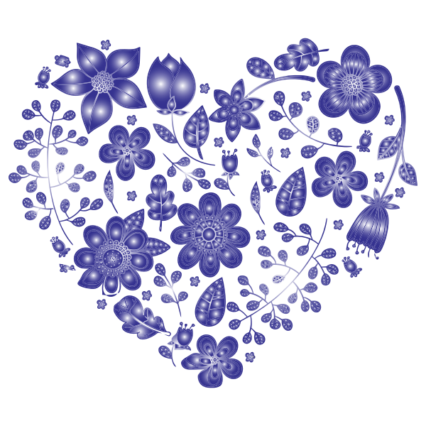 Violet Floral Heart No Background