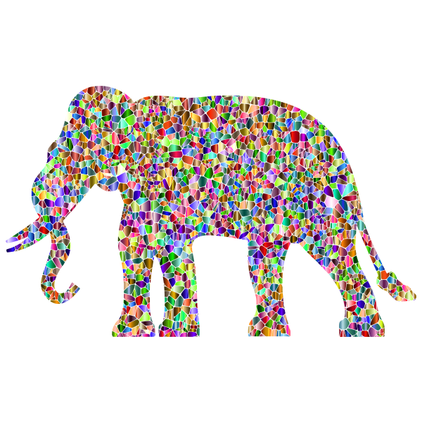 Vivid Chromatic Elephant Silhouette No Background