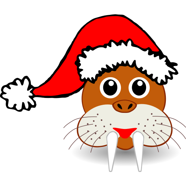 Walrus Face With Santa Claus Hat Vector Free Svg