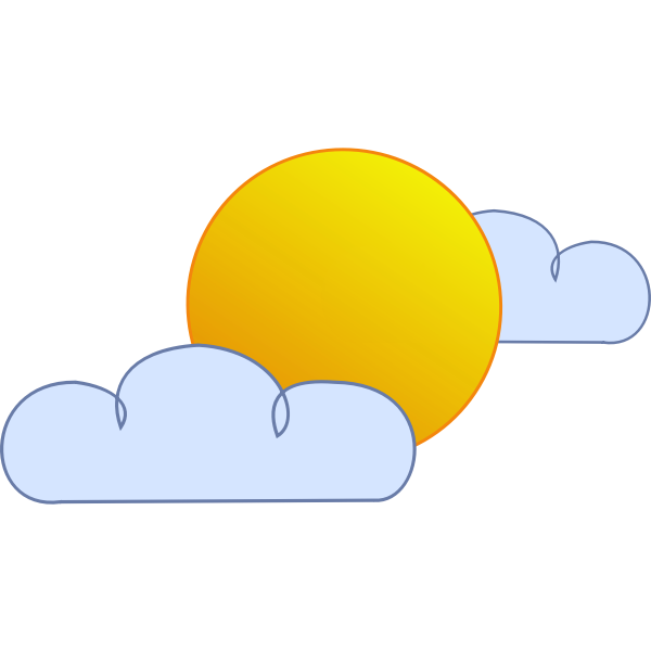 Blue and yellow symbol for partly cloudy sky vector clip art