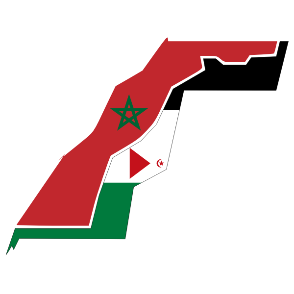 Western Sahara Flag Map With Stroke