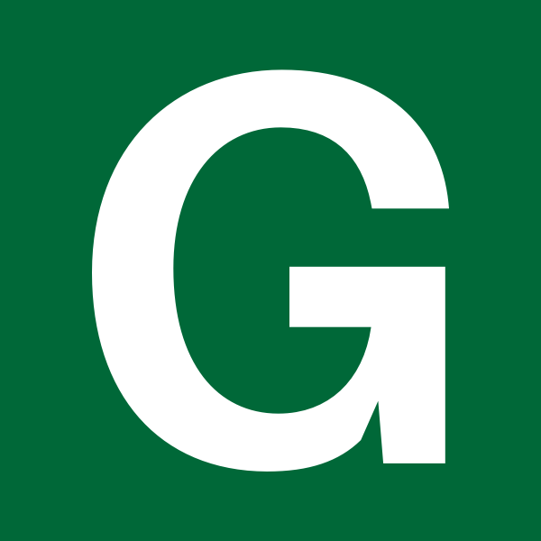 White Letter G on Green Background