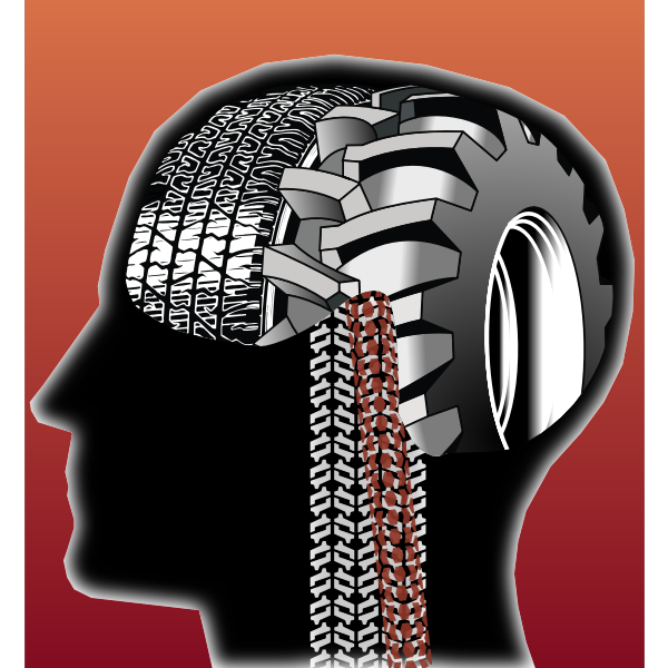 Color vector image of male thinking head.