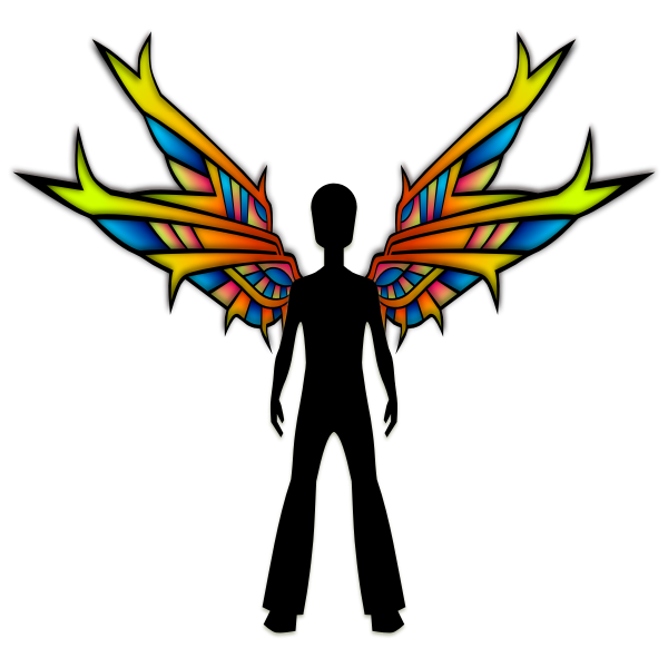 Rainbow angel silhouette vector image