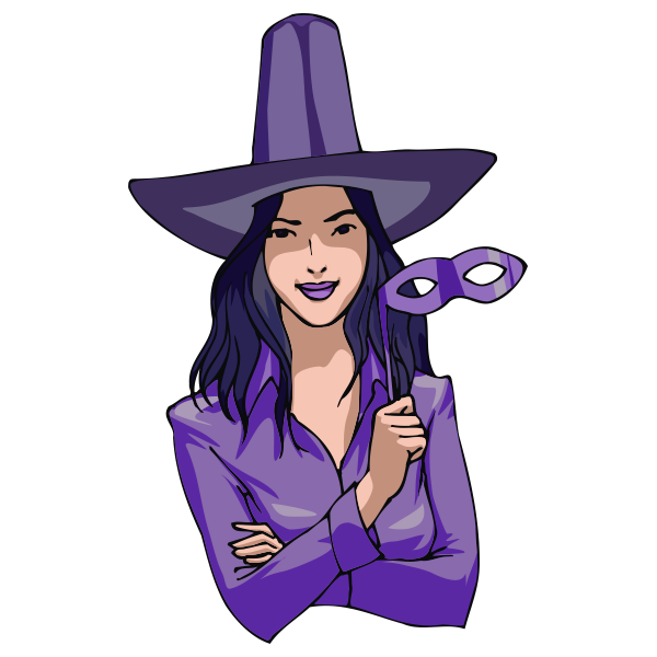 Young witch in purple vector illustration