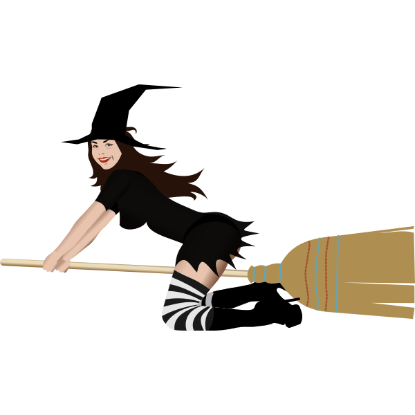 Witch On Broom 4 By Rones Free Svg