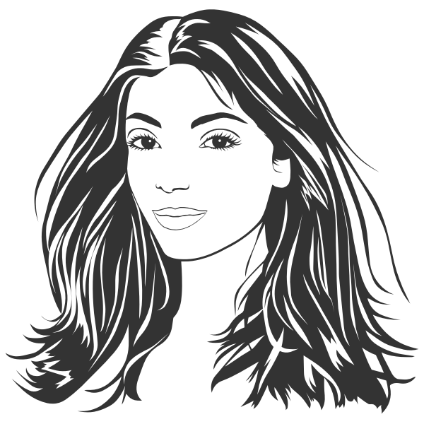 Woman With Long Hair Line Art