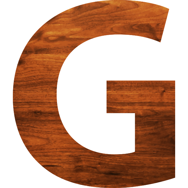 Alphabet G in wooden style
