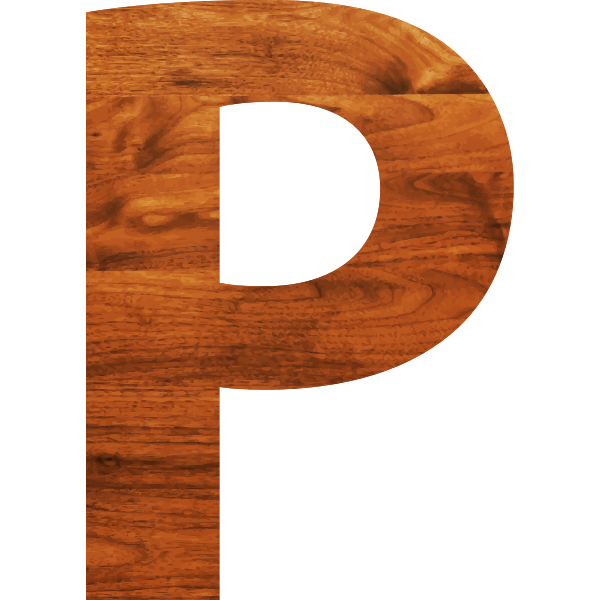 Wood texture alphabet P