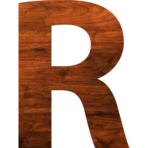 R in wooden texture