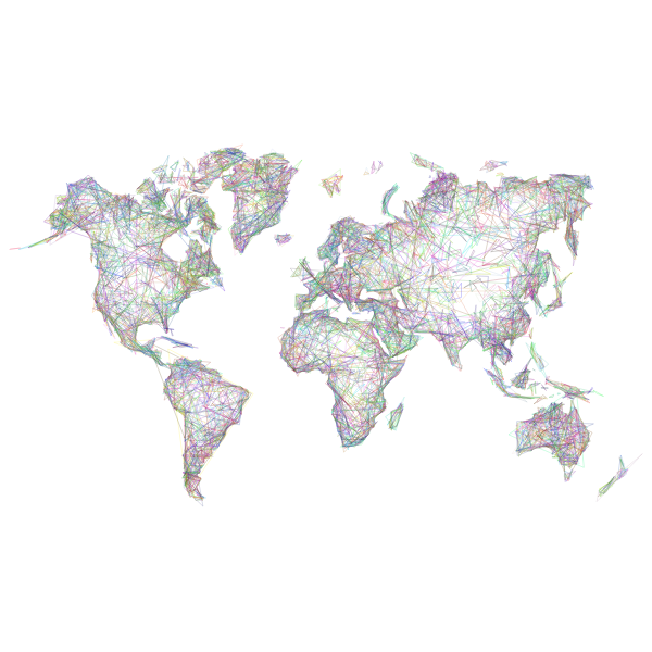 World Map Triangles Wireframe Prismatic