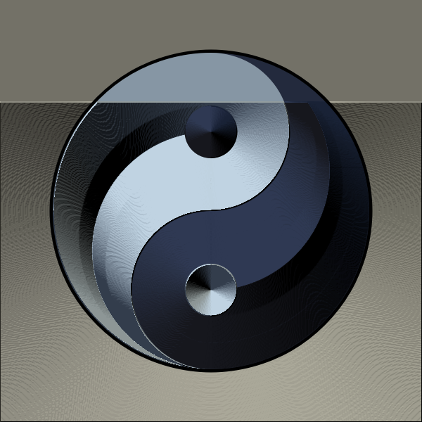 Vector graphics of ying yang sign in gradual silver and blue color