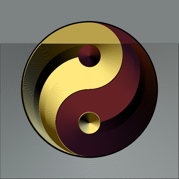 Vector image of ying yang sign in gradual gold and red color
