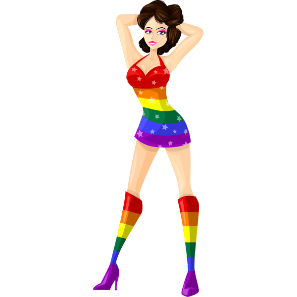 Posing model in LGBT colors