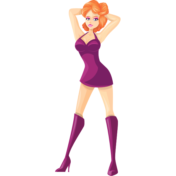 Stripper in violet clothes