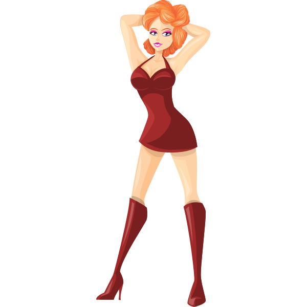 Red stripper clothes on a girl