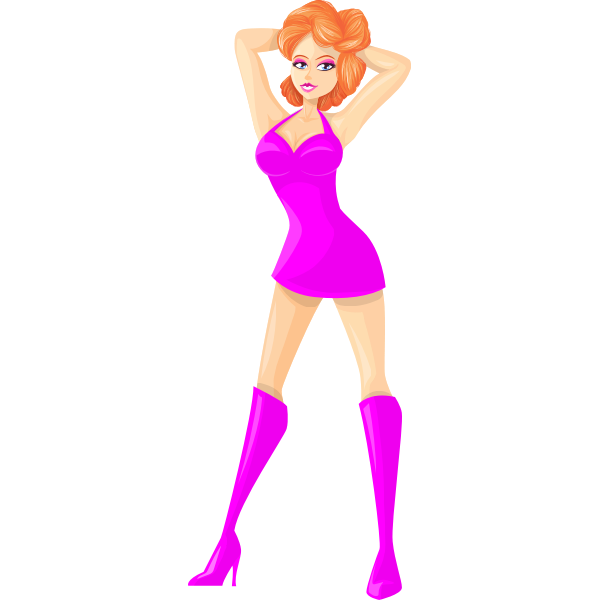 Red-head in pink clothes
