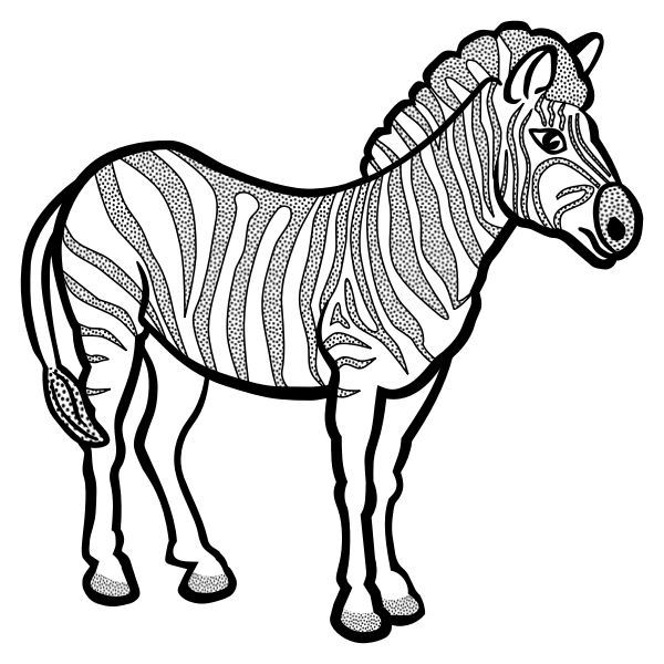 Zebra in black and white vector drawing