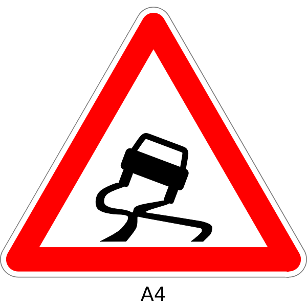 Slippery road sign