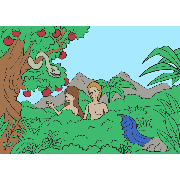 Adam and Eve in colour | Free SVG