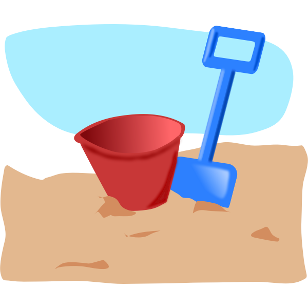 Vector graphics of children's spade and bucket