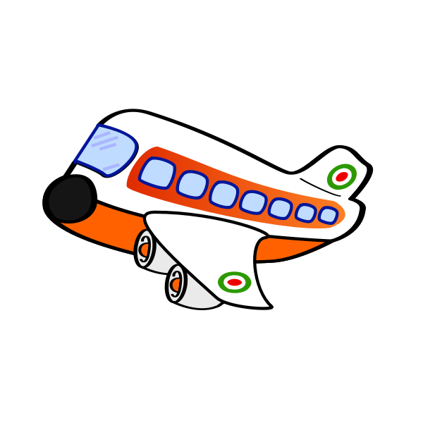Cartoon image of an aircraft with four engines | Free SVG