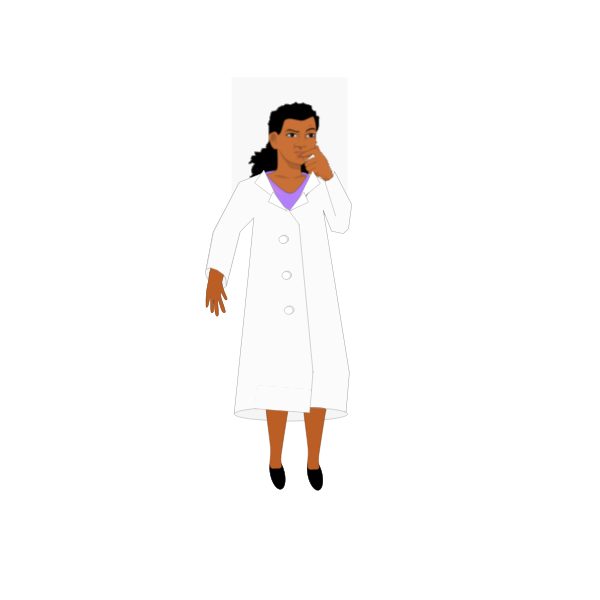 Scientist thinking in white coat vector drawing