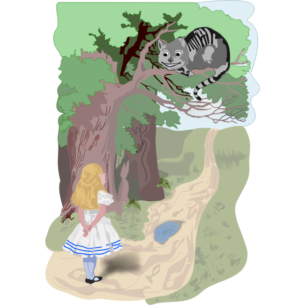 Alice and the Cheshire cat vector image