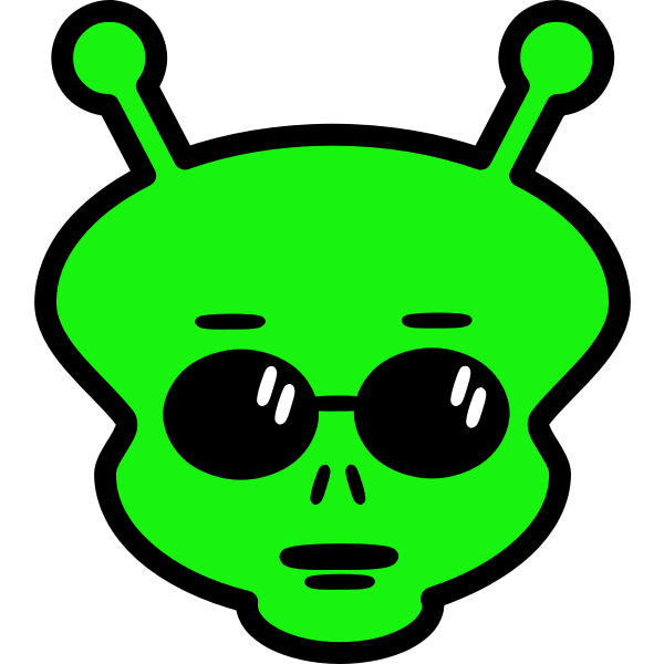 Green alien's face