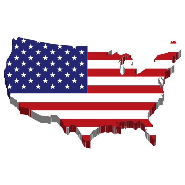 america flag map 3d