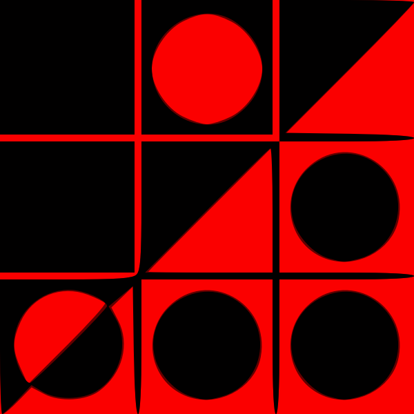 red and black circles on invert background
