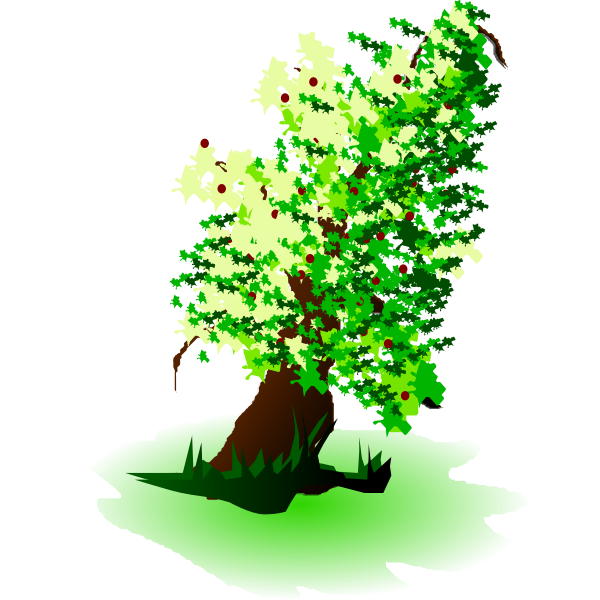 Apple tree oil painting vector graphics