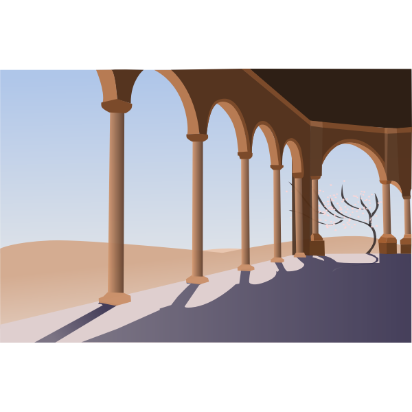 Vector drawing of archway in the desert