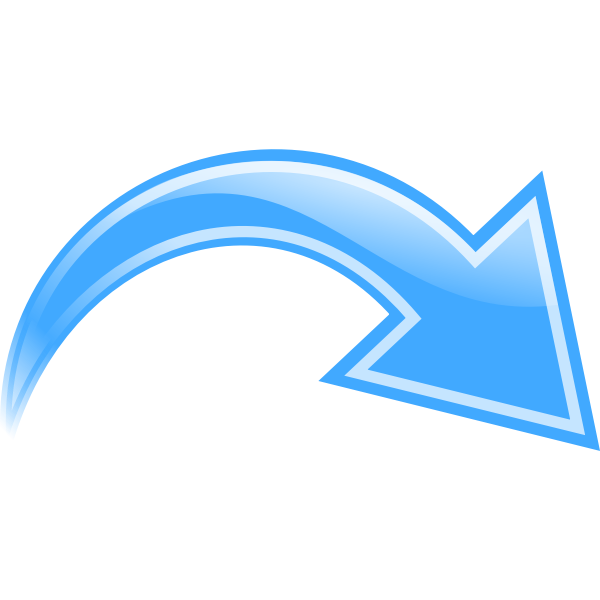 Vector graphics of blue curved arrow down