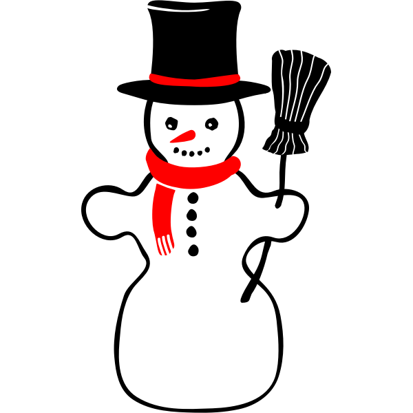 Vector image of retro snowman with broomstick | Free SVG
