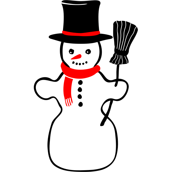 Vector image of retro snowman with broomstick