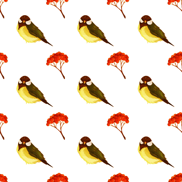 Bird and pome seamless pattern vector illustration