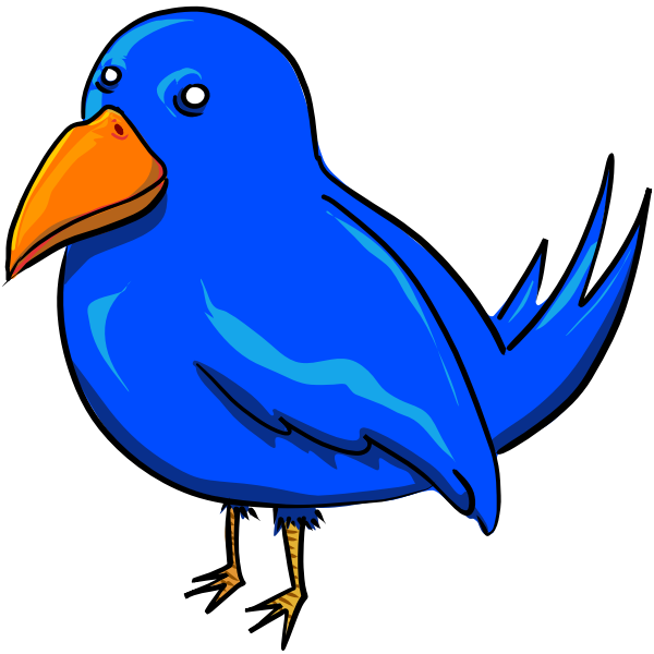 Blue bird with strange eyes and a big yellow beak vector clip art | Free SVG