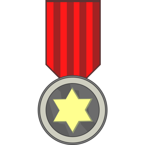 Vector clip art of star award medal on red ribbon
