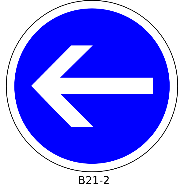 Left direction only traffic order sign vector graphics