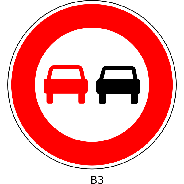 "No overtaking" traffic sign