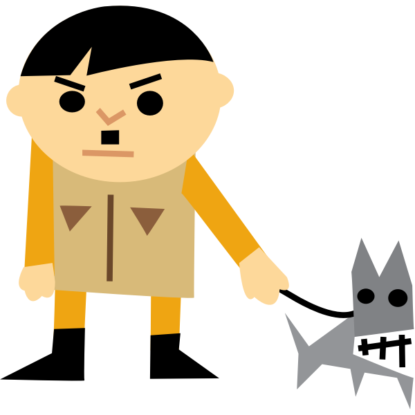 Cartoon vector graphics of a man with a dog