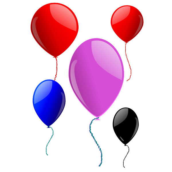 Vector clip art of five floating balloons