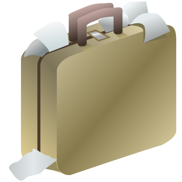 Clip art of brown shiny business luggage