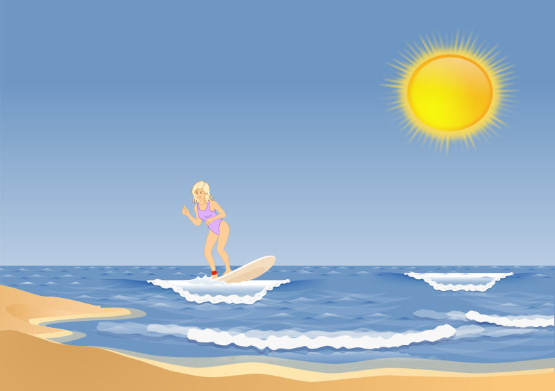 Sunny Beach with Surfer