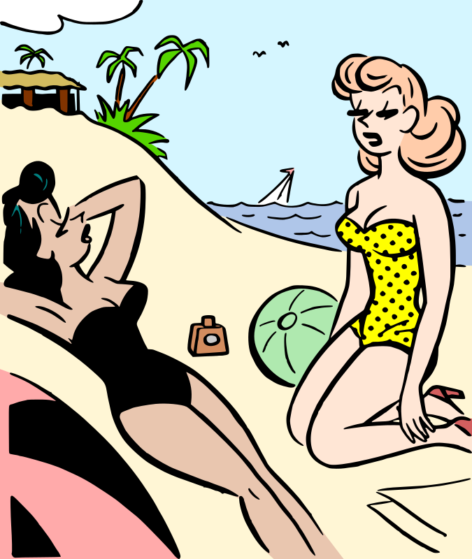 Women on the beach color illustration
