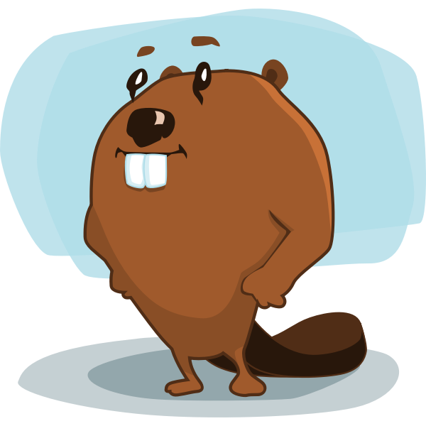 Vector image of cartoon beaver with funny look on its face
